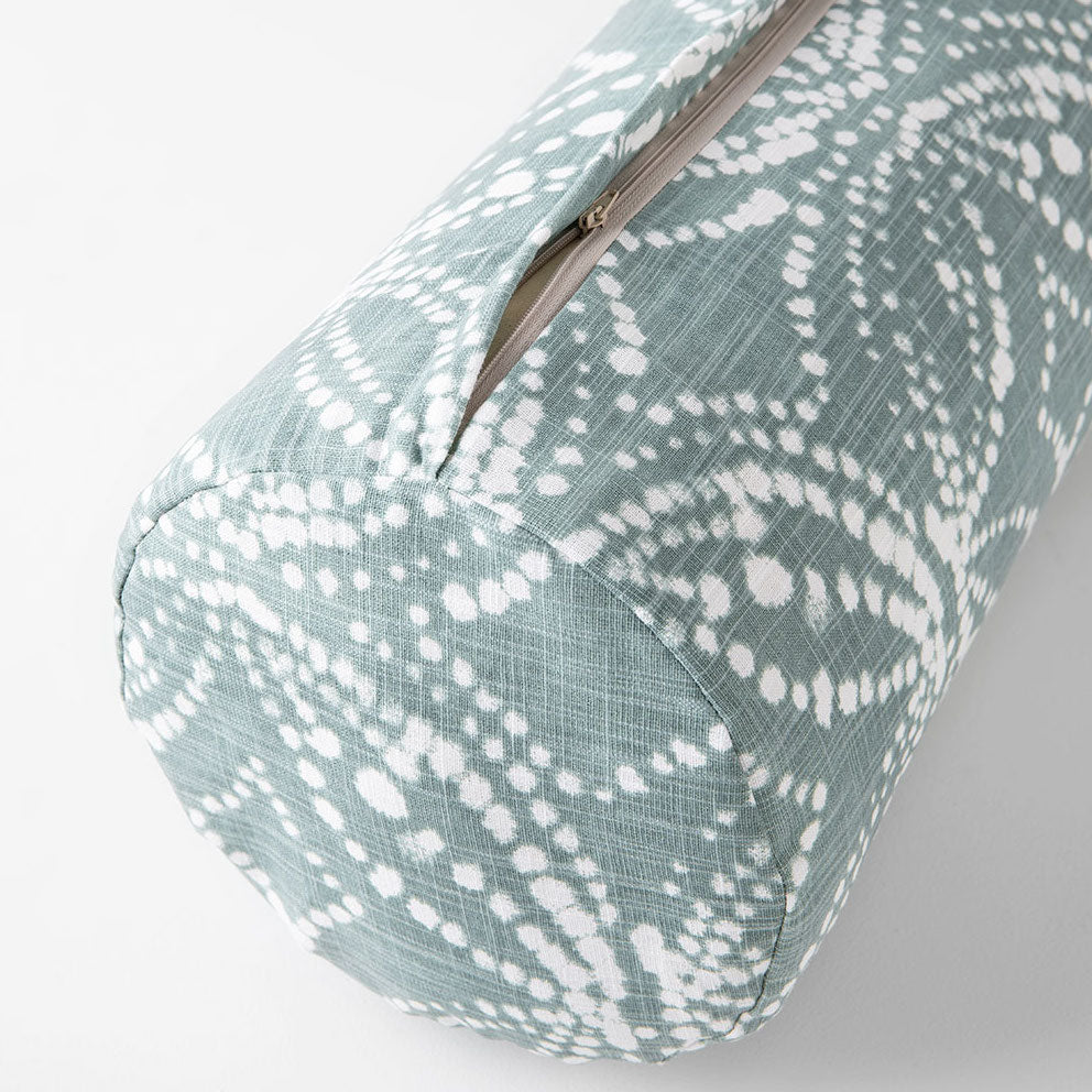 Halfmoon Cylindrical Bolster Batik zip closeup